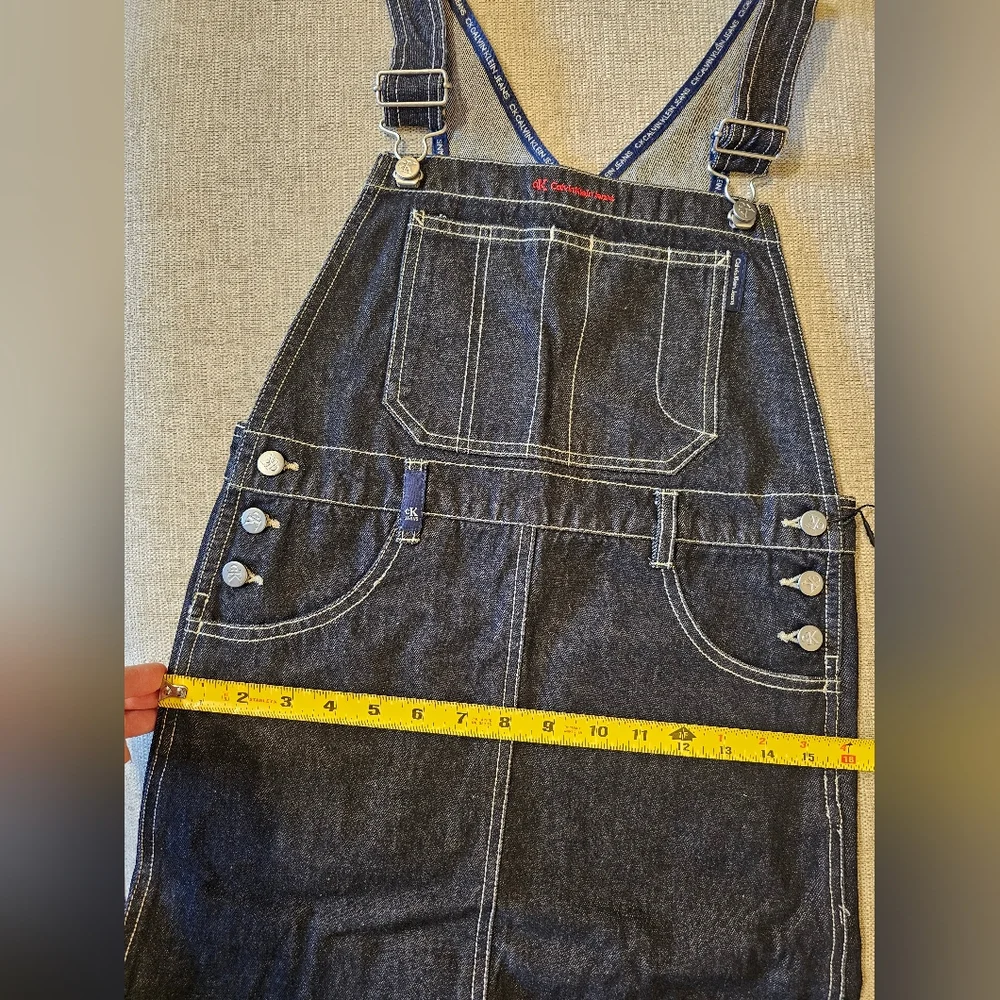 VTG 90s Calvin Klein Denim Overall Dress - Picture 16 of 16